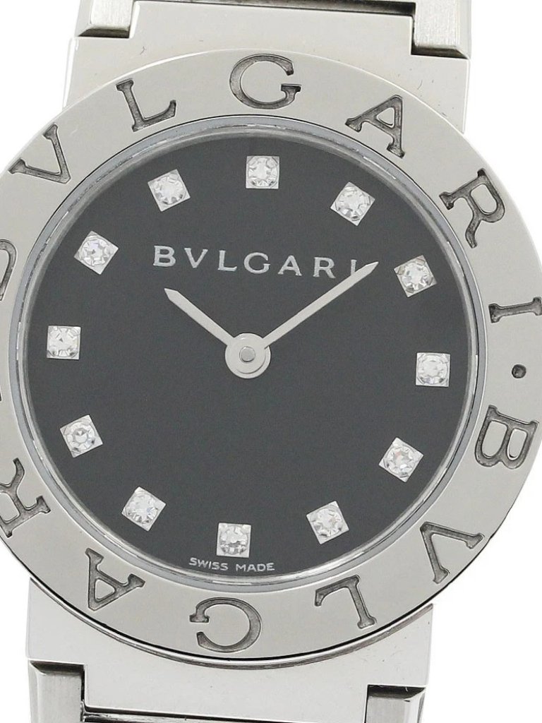 Bvlgari Bb26ss 12p Diamond Black Dial Quartz Ladies Watch938655